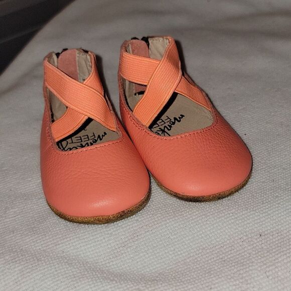 MONKEY FEET Baby Girl Soft Bottom Leather Mary Jane Zipper Moccasins 3-6 months - Picture 6 of 8